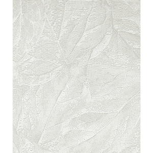 Aspen White Leaf Textured Non-pasted Vinyl Wallpaper