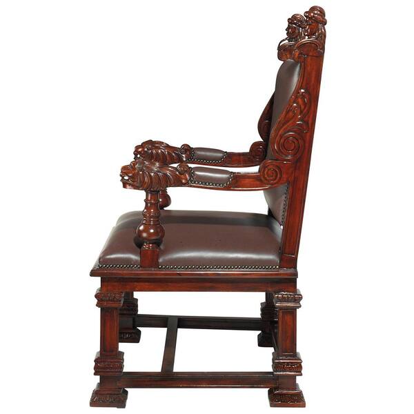  Design Toscano The Fitzjames Throne Leather Arm Chair : Home &  Kitchen