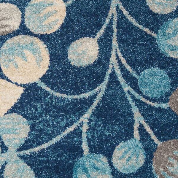 2 X 7 Blue Floral WashableArea RugRunner Rug