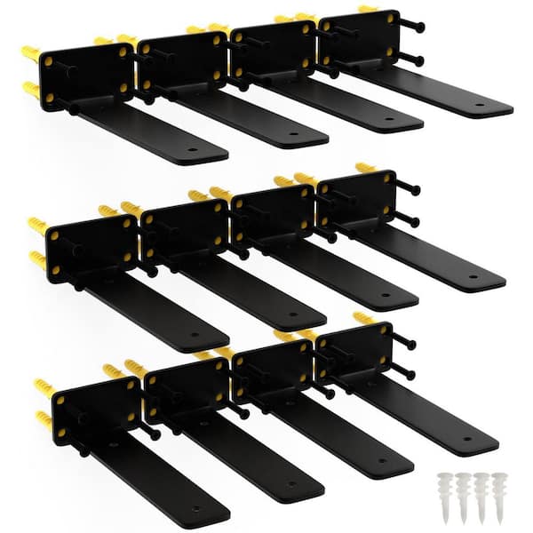 8 in. Shelf Brackets Carbon Steel Invisible Floating Design Industrial Wall Decor Support 12-Pack