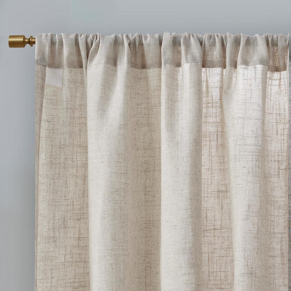 Natural Linen Blend Light Filtering Curtain Panel Pair
