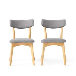 Abrielle Dark Grey and Natural Oak Fabric Dining Chairs (Set of 2)