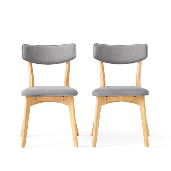 Unbranded Abrielle Dark Grey and Natural Oak Fabric Dining Chairs (Set of 2)