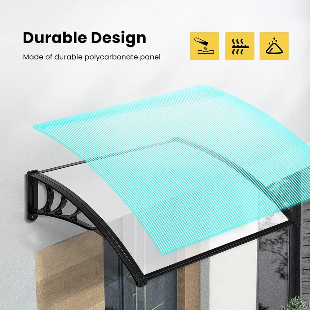 Modern Black and Clear Aluminum Plastic Retractable Awning