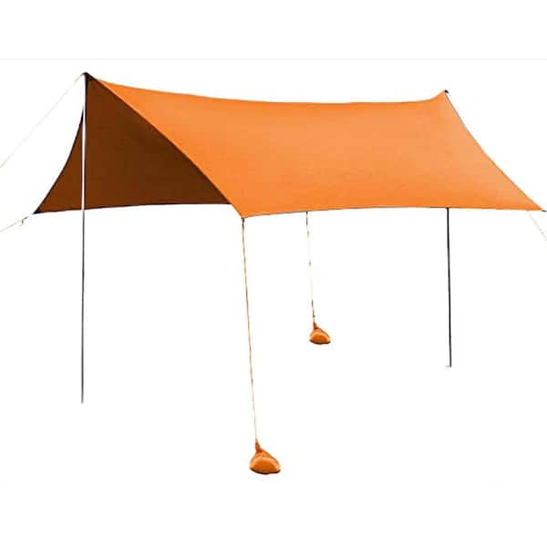 Jushua 10 ft. x 10 ft. Orange Beach Camping Tent Sun Shelter with Sandbags and Carry Bag