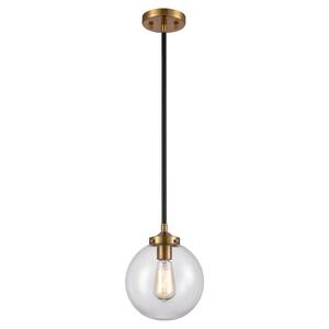 Brookings 1-Light Antique Gold Mini Pendant Light with Glass Shade