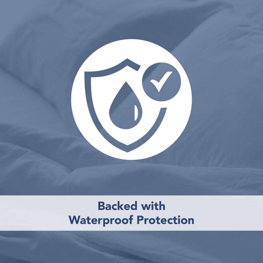 Twin XL Blue Polyester Waterproof Cooling Mattress Protector
