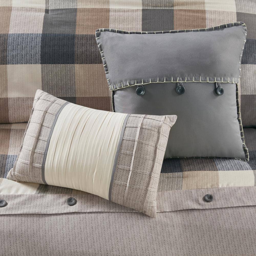 California King Neutral Herringbone 7-Piece Comforter Set