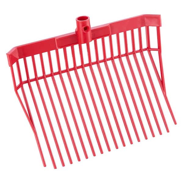 Handle Length 0 in. Garden Fork Head, 18 Angled Tines Horse Manure Fork Head, Durable Plastic, Horse Mulch Rake