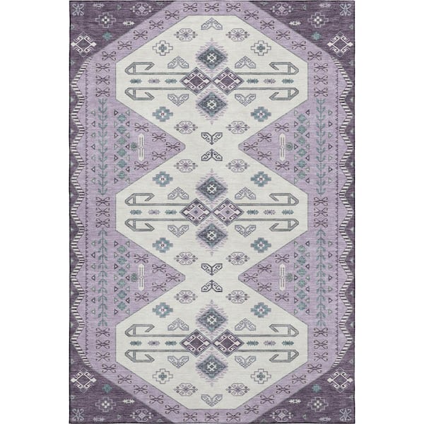 Mayfield Premium Machine Washable Abstract AMF2565 Purple 5 ft. x 7 ft. 6 in. Area Rug