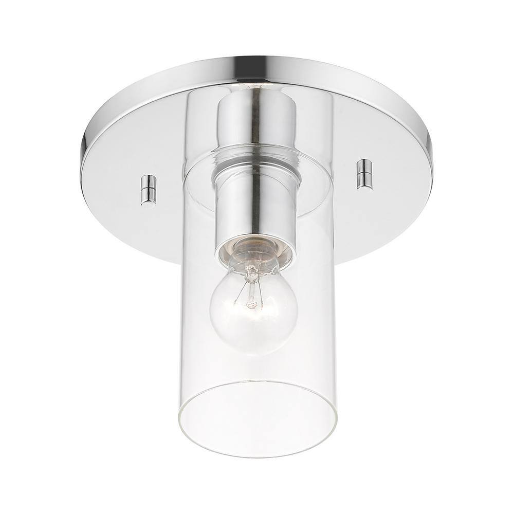 Zurich Polished Chrome 9" Flush Mount with Clear Glass
