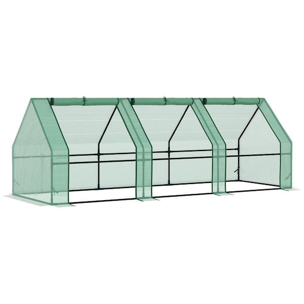 3 ft. W x 9 ft. L x 3 ft. H Portable Mini Greenhouse with 3 Large Zippered Doors Weather Protection & Durable Material