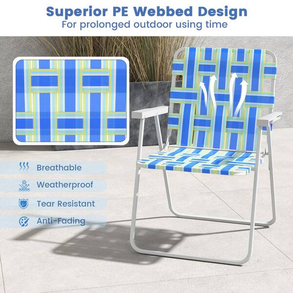 FORCLOVER 2-Piece Metal Folding Beach Chair Camping Lawn