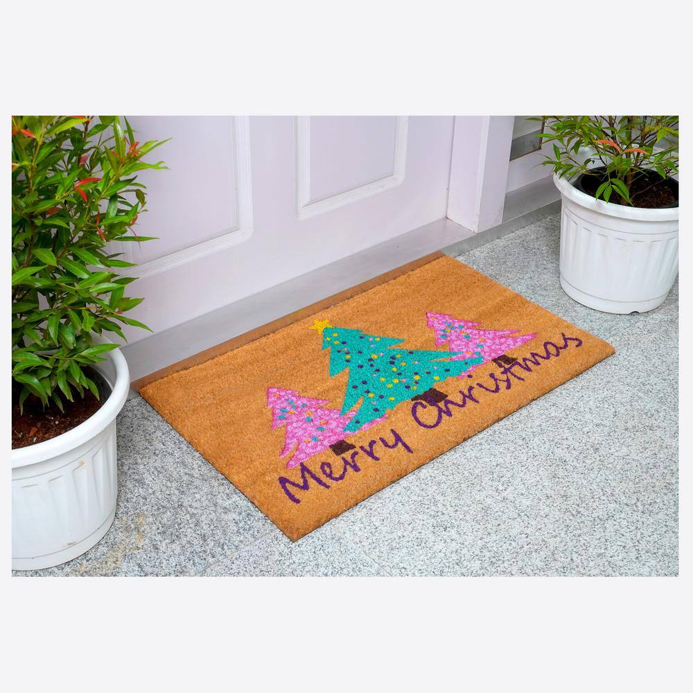Natural Coir Merry Christmas Outdoor Doormat 17" x 29"