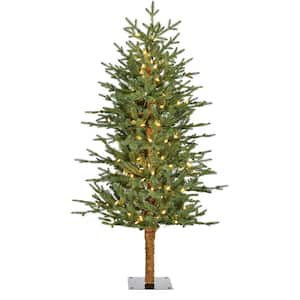 4 ft. Green Alpine Artificial Porch Christmas Tree with Warm White LED Lights