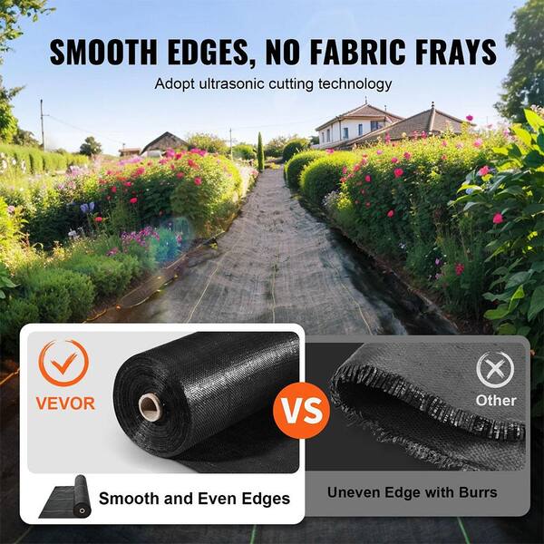 Unbranded - 13 ft. x 108 ft. 5 oz Heavy Duty Weed Barrier Woven PP Fabric, High Permeability Ground Cover, Weed Blocker Mat, Black