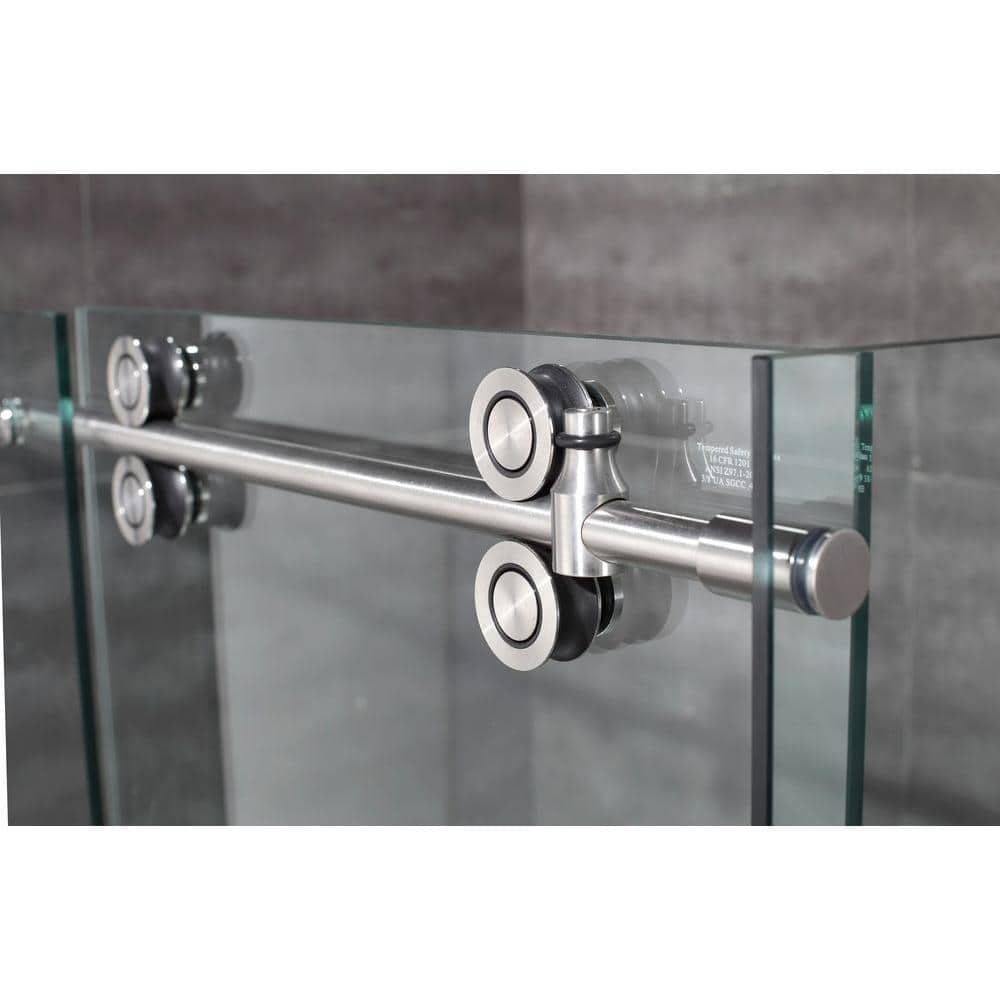 Langham 78" Frameless Sliding Shower Enclosure in Stainless Steel