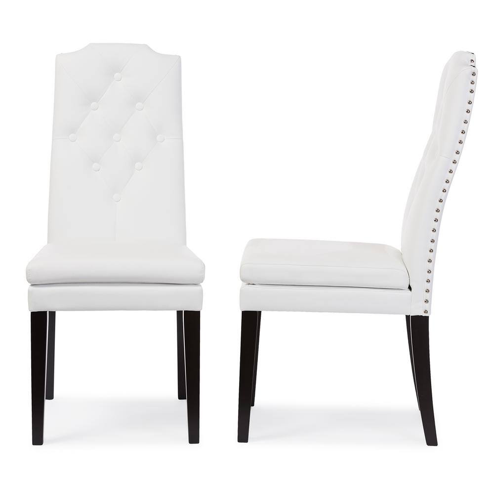 Baxton Studio Dylin White Faux Leather Upholstered Dining Chairs (Set ...