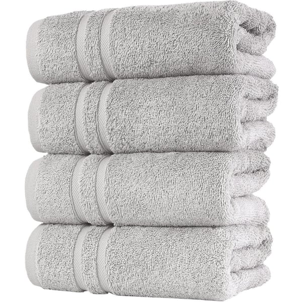 Pack of 4 Hand Towels Turkish Cotton Premium Quality Soft and Absorbent Small Towels for Bathroom (Ice Silver color)