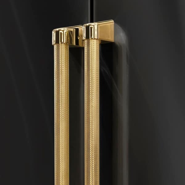 Autograph 36 in. Black Stainless Steel French Door Built-In Bottom Freezer 19.6 cu ft Refrigerator and Gold Helix Handle