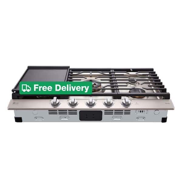 STUDIO 36 in. Gas Cooktop in Stainless Steel with 5-Burners including 24k UltraHeat Dual Burner