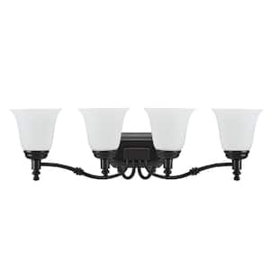 4-Light Oil Rubbed Bronze Vanity Light with Frosted Glass Shade
