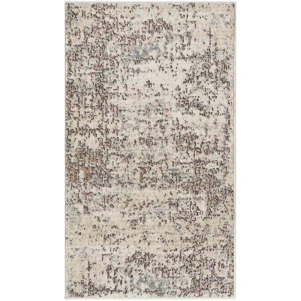 Concerto Ivory Beige 2 ft. x 4 ft. Abstract Contemporary Area Rug