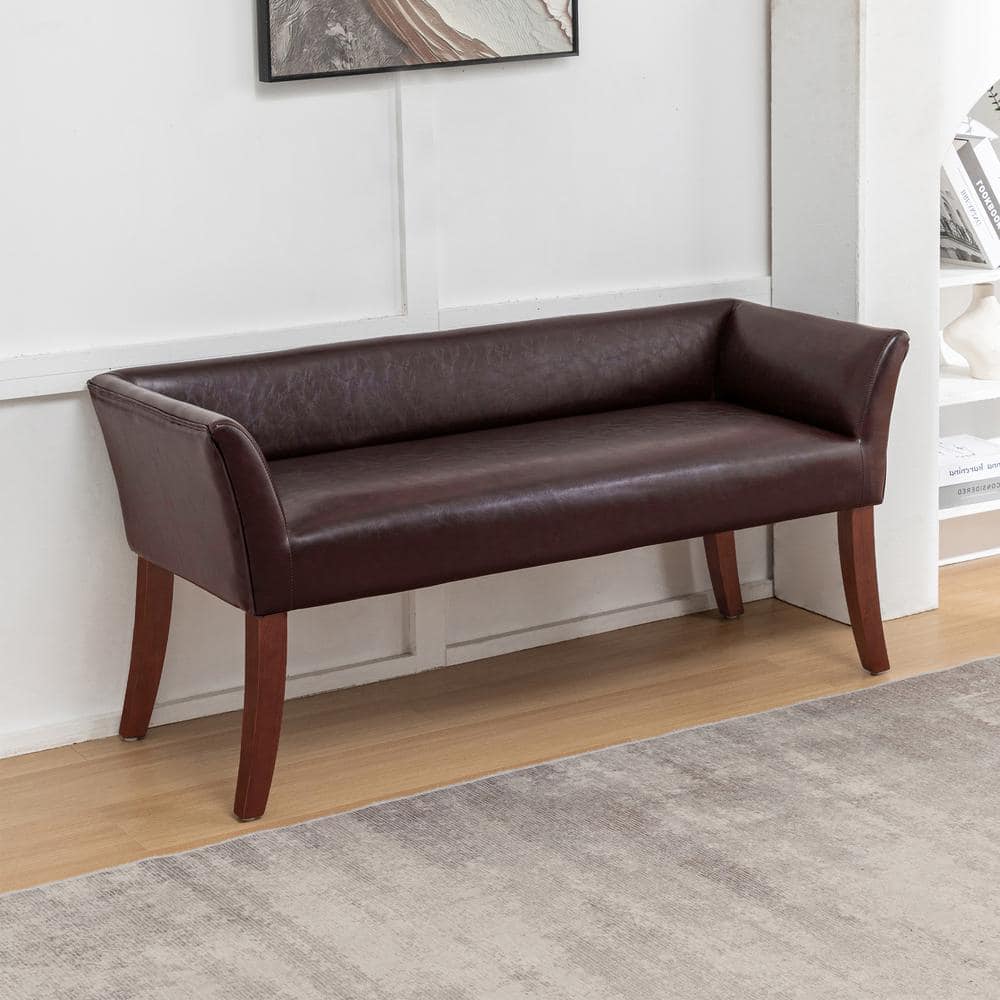 Designs 4-Comfort Ella Espresso Vegan Leather 49.75 in. Accent Bench
