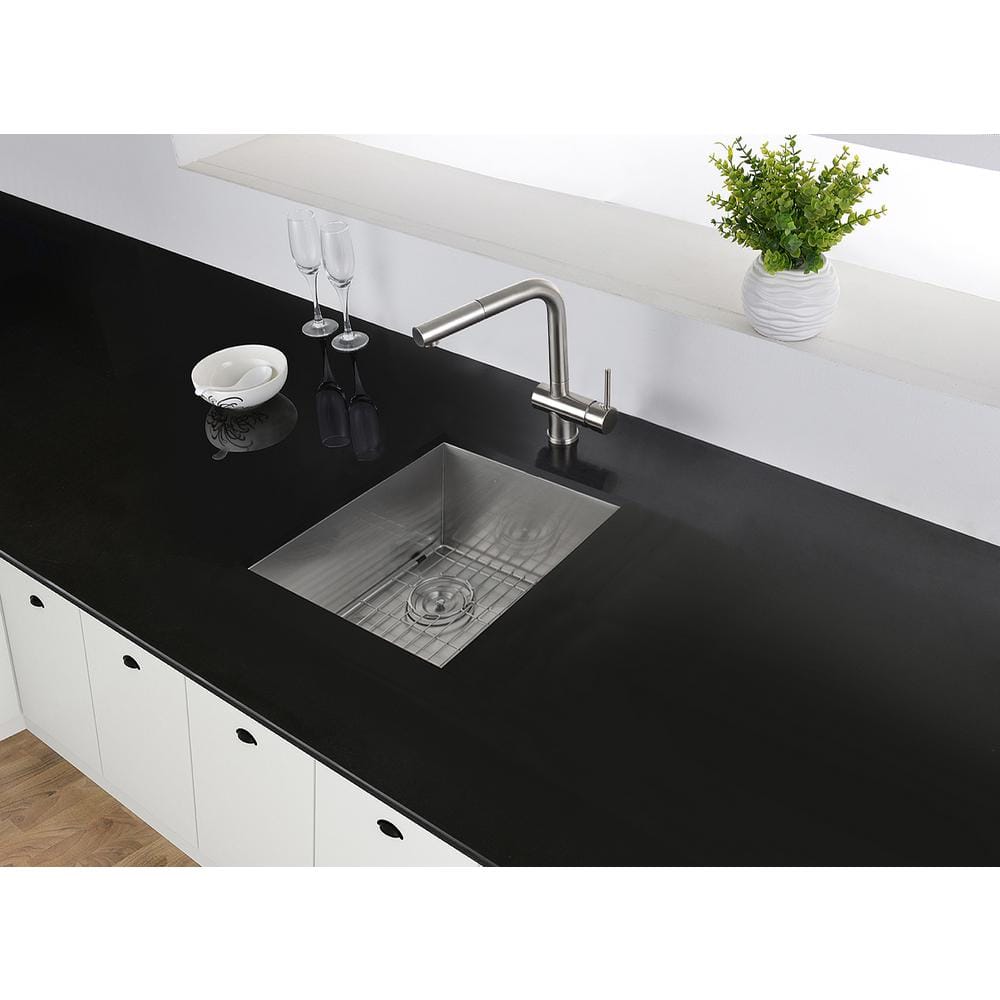 Brushed Stainless Steel Undermount Single Bowl Bar Prep Sink