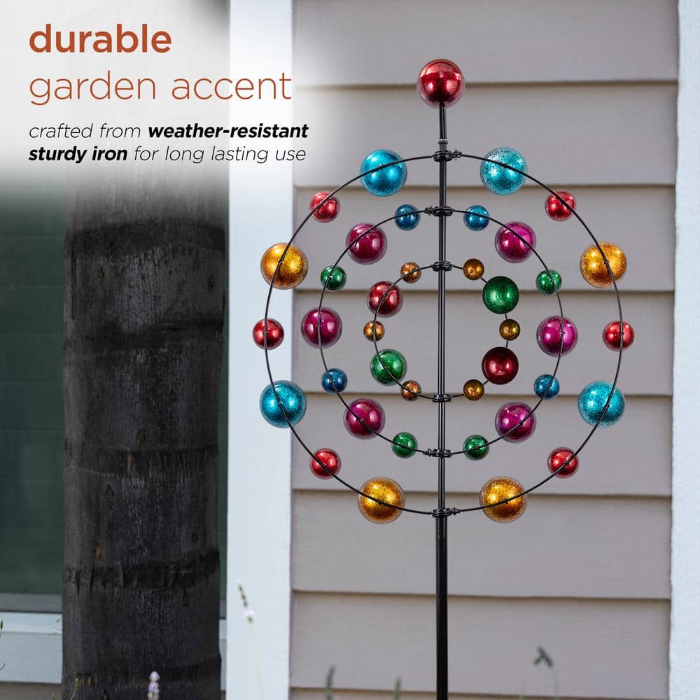 89" Multi-Color Iron Kaleidoscopic Kinetic Garden Stake