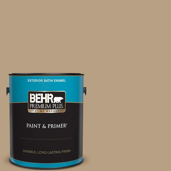 BEHR PREMIUM PLUS 1 gal. Home Decorators Collection #HDC-AC-12 Craft Brown Satin Enamel Exterior Paint & Primer