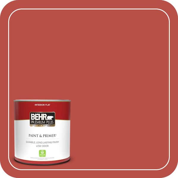 BEHR PREMIUM PLUS 1 qt. Home Decorators Collection #HDC-MD-16 Cherry Red Flat Low Odor Interior Paint & Primer