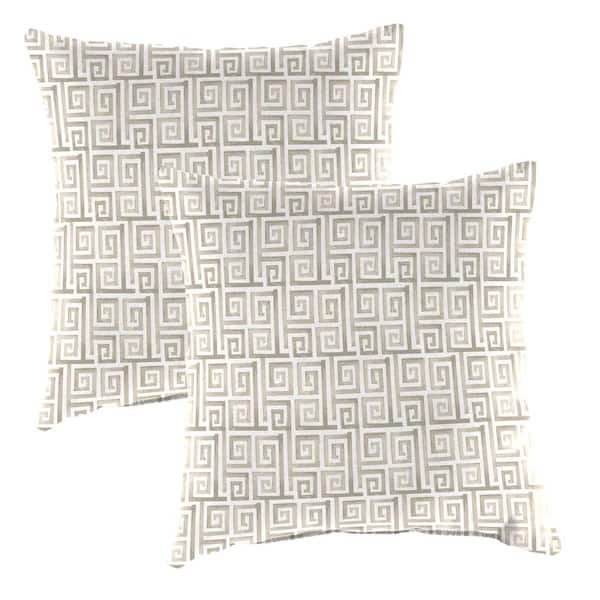 16 in. L x 16 in. W x 4 in. T Square Outdoor Throw Pillow in Greek Key Turtle (2-Pack)