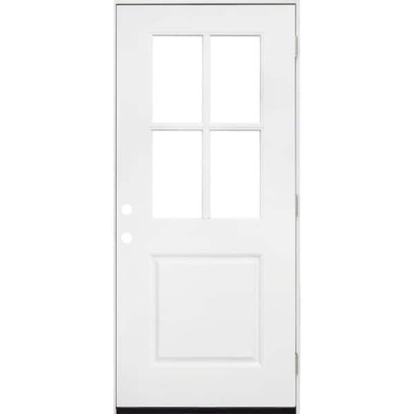 Steves & Sons Legacy 36 in. x 80 in. LHOS 1/2 Lite 4L SDL Clear Glass Primed Unfinished Fiberglass Prehung Front Door w/QS_4-9/16"Jamb