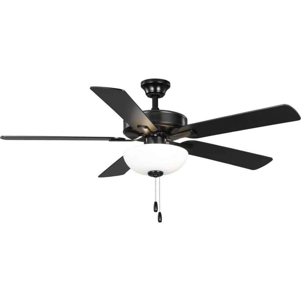 AirPro 52-Inch Matte Black Ceiling Fan with Light and Reversible Blades
