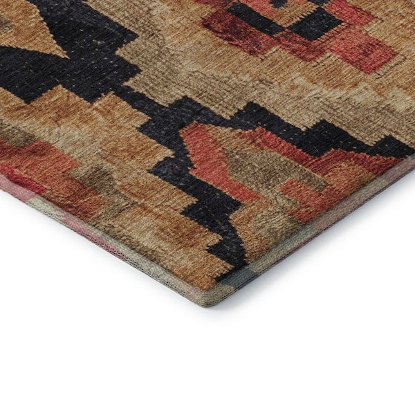 Mayfield Premium Machine Washable Abstract AMF1894 Rust 3 ft. x 5 ft. Area Rug