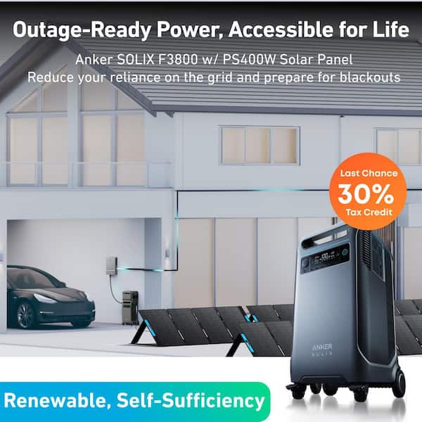 SOLIX F3800 6,000W Output 3,840Wh Power Station w/ 1 400W Solar Panel, Home Backup/RVs,Push Button Start Solar Generator