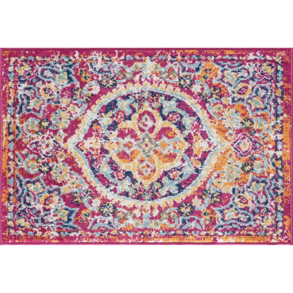 Tayse Rugs Dynamic Medallion Pink 2 ft. x 3 ft. Indoor Area Rug