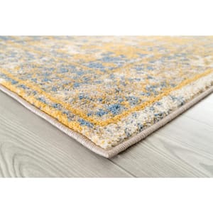 Scentasia Gold/Blue 2 ft. x 6 ft. Vintage Abstract Runner Rug