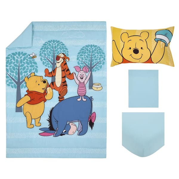 Disney Winnie the Pooh 4 Piece Toddler Bed Set in Polyester