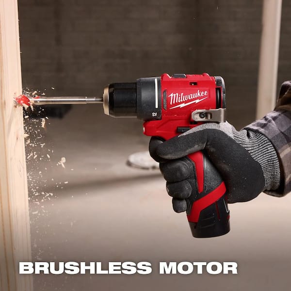 Milwaukee - M12 12-Volt Lithium-Ion Brushless Cordless Subcompact Drill and Impact Driver Combo Kit w/ 45 Pc Bit Set (2-Tool)