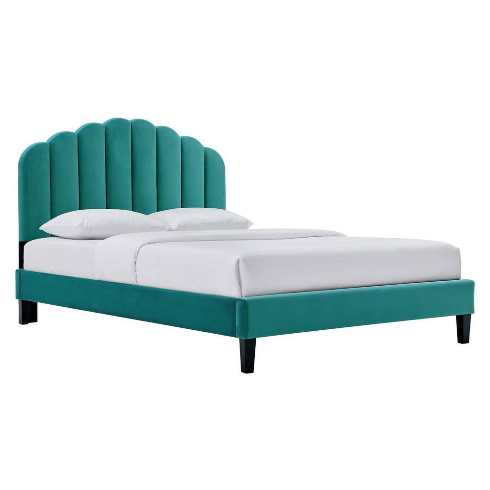 Daisy Performance Velvet Full Platform Bed in Teal price history on PriceWatchPro