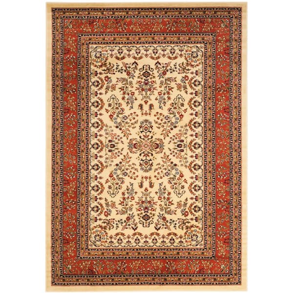 Lyndhurst 8 ft. x 10 ft. Ivory/Rust Border Antique Floral Area Rug