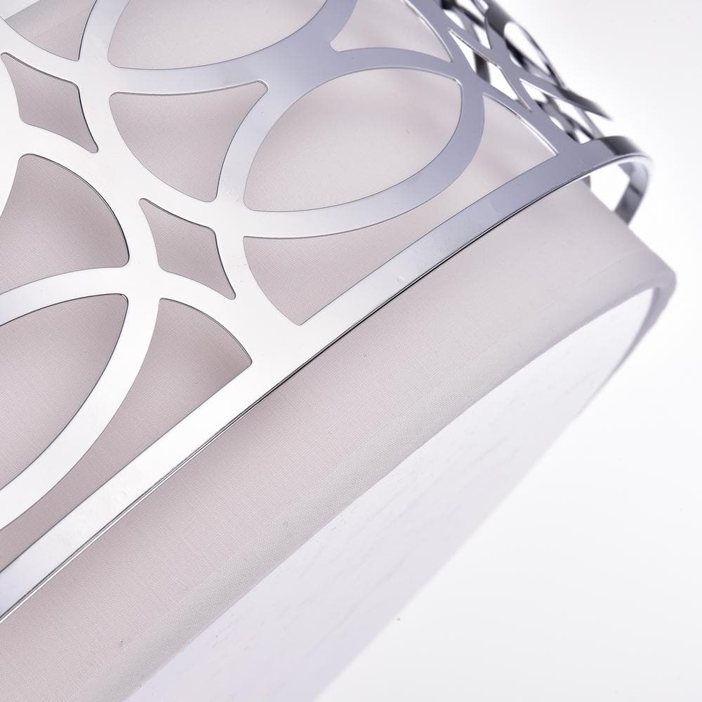 Chrome 3-Light Drum Chandelier with Fabric Shade