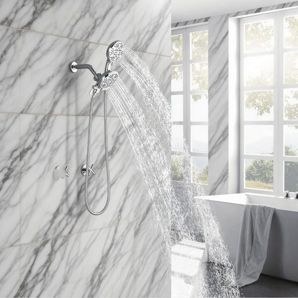 Vara 2 Cross Handle 7-Spray Shower Faucet 1.8 GPM with Pressure Balance Valve in Polished Chrome
