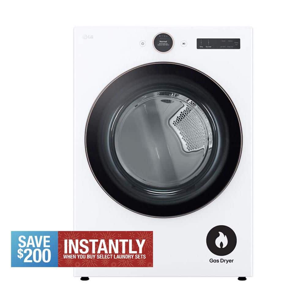 7.4 cu. ft. Vented Stackable SMART Gas Dryer in White with TurboSteam and AI Sensor Dry Technology