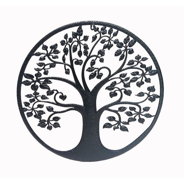 HI-LINE GIFT LTD. Tree Pattern 23.5 in. x 23.5 in. Black Metal Work