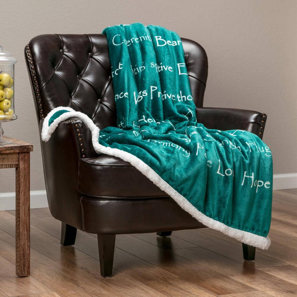Sympathy Tealgreen Love Support Comfort Faux Fur Polyester Reversible Sherpa Gift Throw Blanket 50 in. x 65 in. price history on PriceWatchPro