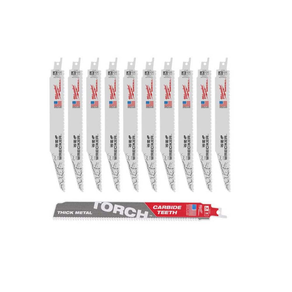 9 in. 7/11 TPI WRECKER Demo Multi-Material SAWZALL Reciprocating Saw Blades (10-Pk) & 9 in. 8 TPI TORCH Carbide Blade price history on PriceWatchPro
