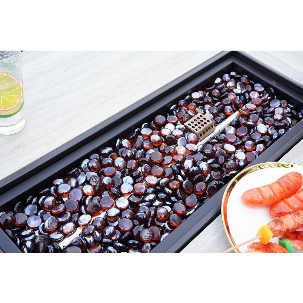 43 in. Bronze Propane Gas Fire Pit Table with Ceramic Top